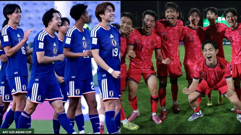 Cầu thủ U23 Nhật Bản tung cú sút mạnh vào khung thành đối phương. Cầu thủ U23 Nhật Bản tung cú sút mạnh vào khung thành đối phương.